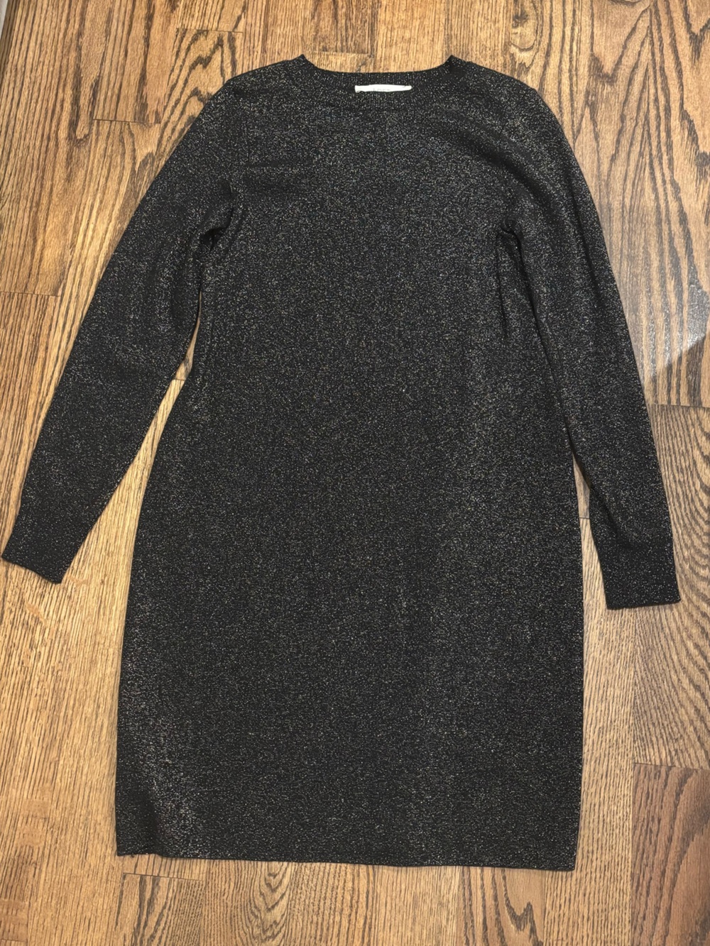 LOFT Black Metallic Cowl Neck Sweater Dress